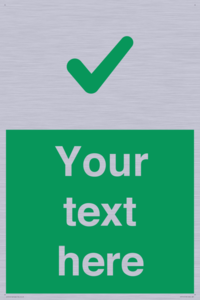 Custom green background, green tick sign